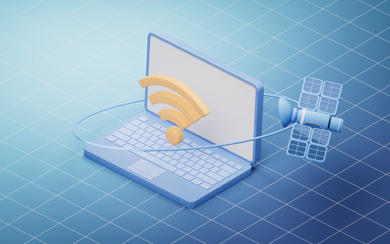 Wireless network technology with wifi sign, 3d rendering.